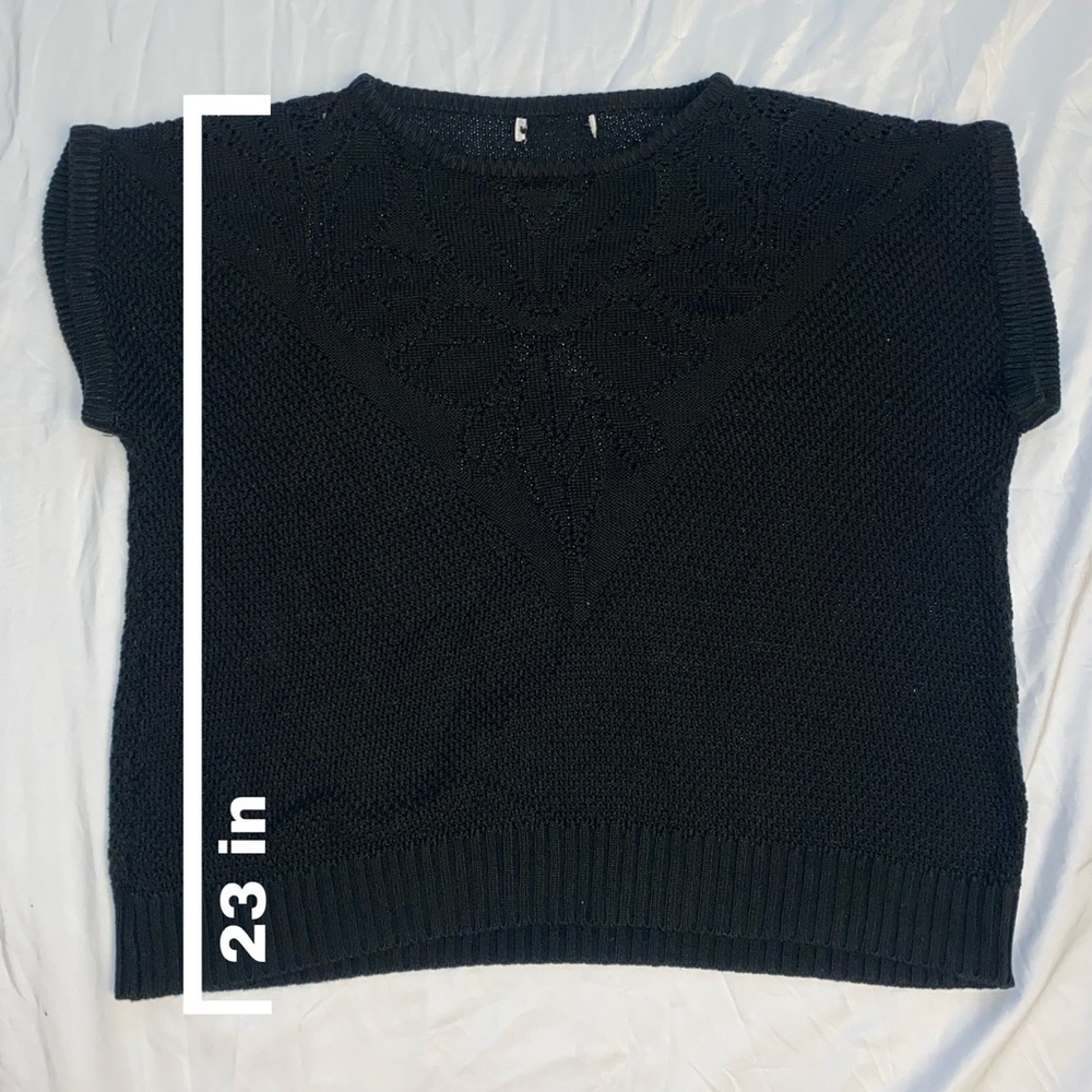Black Meshy Floral Print Tee